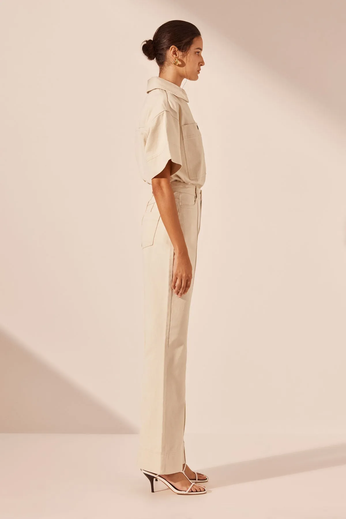 SIERRA PINTUCK STRAIGHT LEG JEAN - CREAM sold by Shona Joy product image thumbnail 4