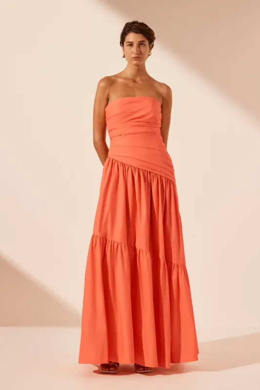 MAIORI STRAPLESS TIERED MAXI DRESS - CORAL sold by Shona Joy
