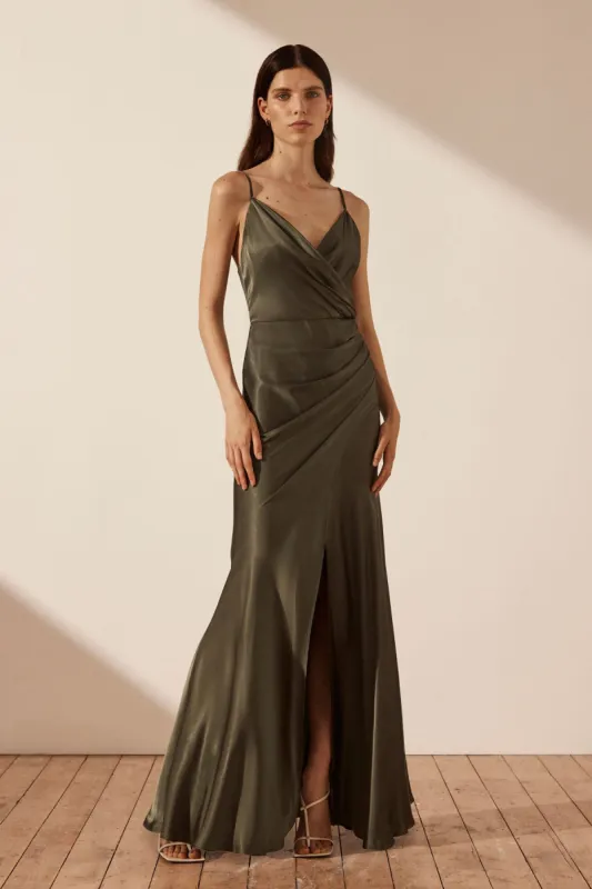 LA LUNE CROSS DRAPED MAXI DRESS - FOREST sold by Shona Joy