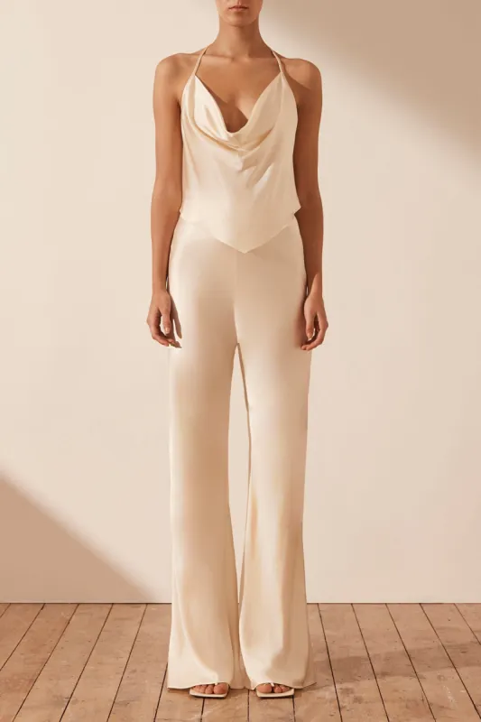 CAMILLE HALTER TIE BACK CAMI - CREAM sold by Shona Joy