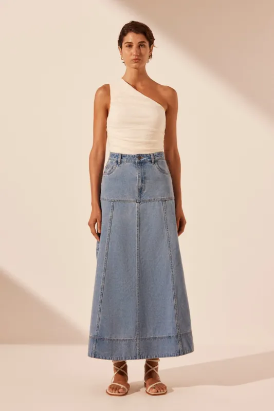 STELLA PANELLED MIDI SKIRT - MID BLUE sold by Shona Joy