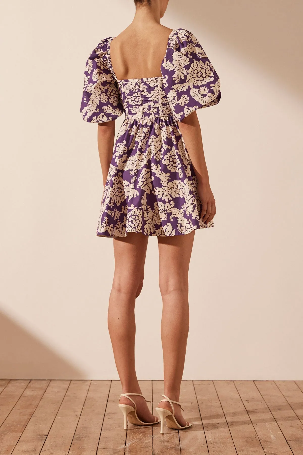 VERLAINE SHORT SLEEVE RUCHED PANEL MINI DRESS sold by Shona Joy product image thumbnail 4