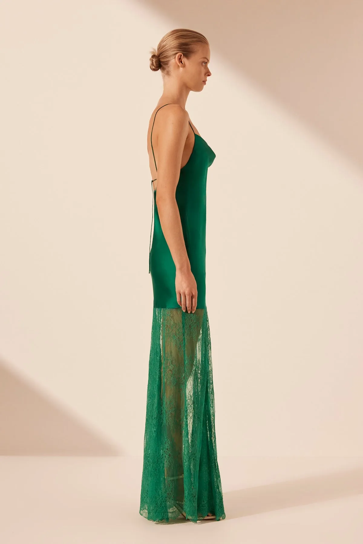 ELLE SILK LACE COWL MAXI DRESS - EMERALD GREEN sold by Shona Joy product image thumbnail 3