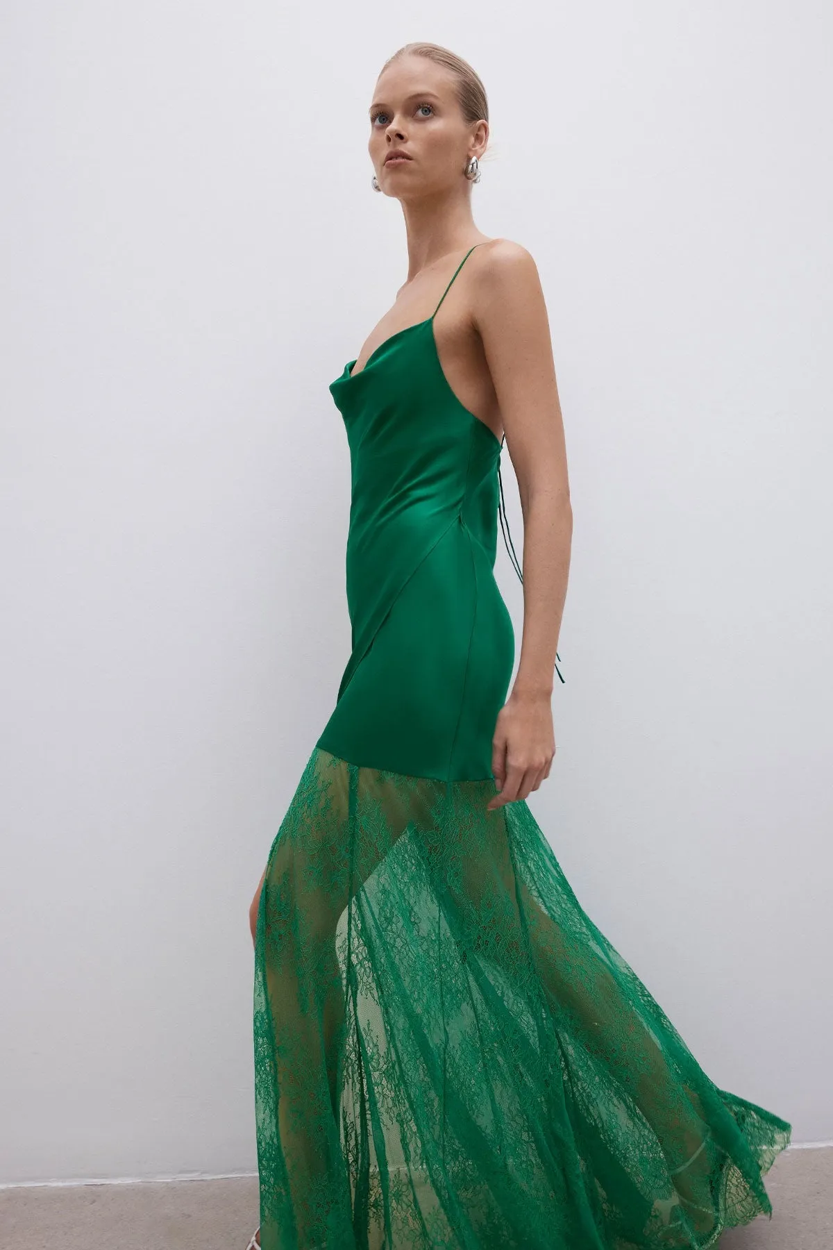 ELLE SILK LACE COWL MAXI DRESS - EMERALD GREEN sold by Shona Joy product image thumbnail 5