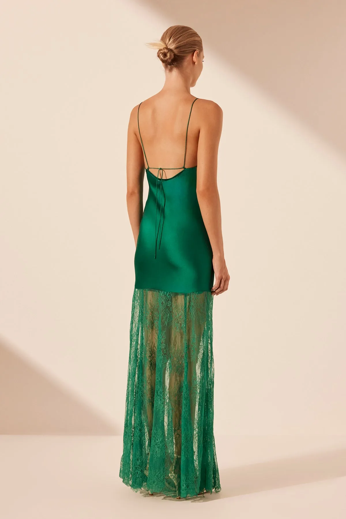 ELLE SILK LACE COWL MAXI DRESS - EMERALD GREEN sold by Shona Joy product image thumbnail 4