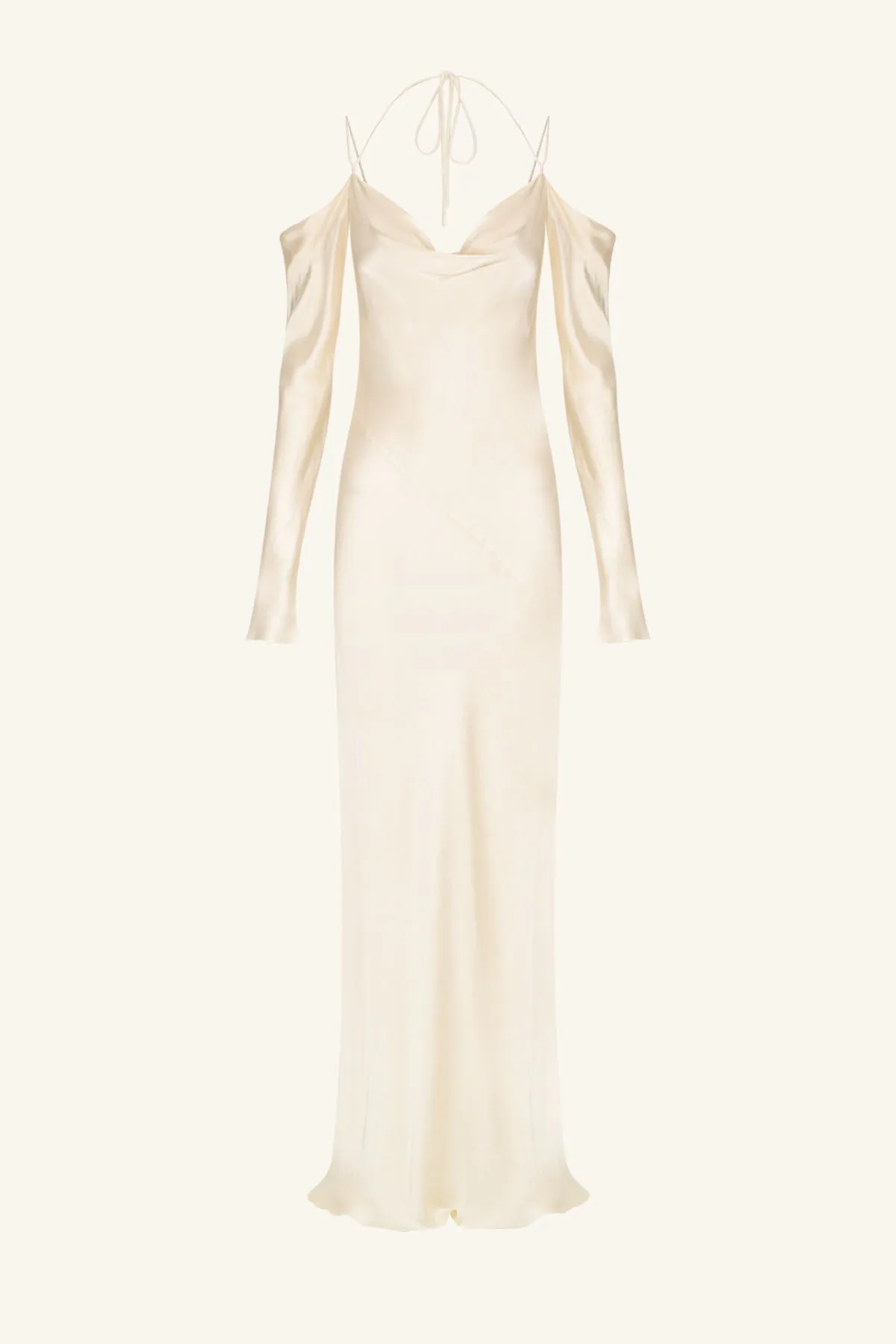 LA LUNE OFF SHOULDER TIE MAXI DRESS - CREAM sold by Shona Joy product image thumbnail 5