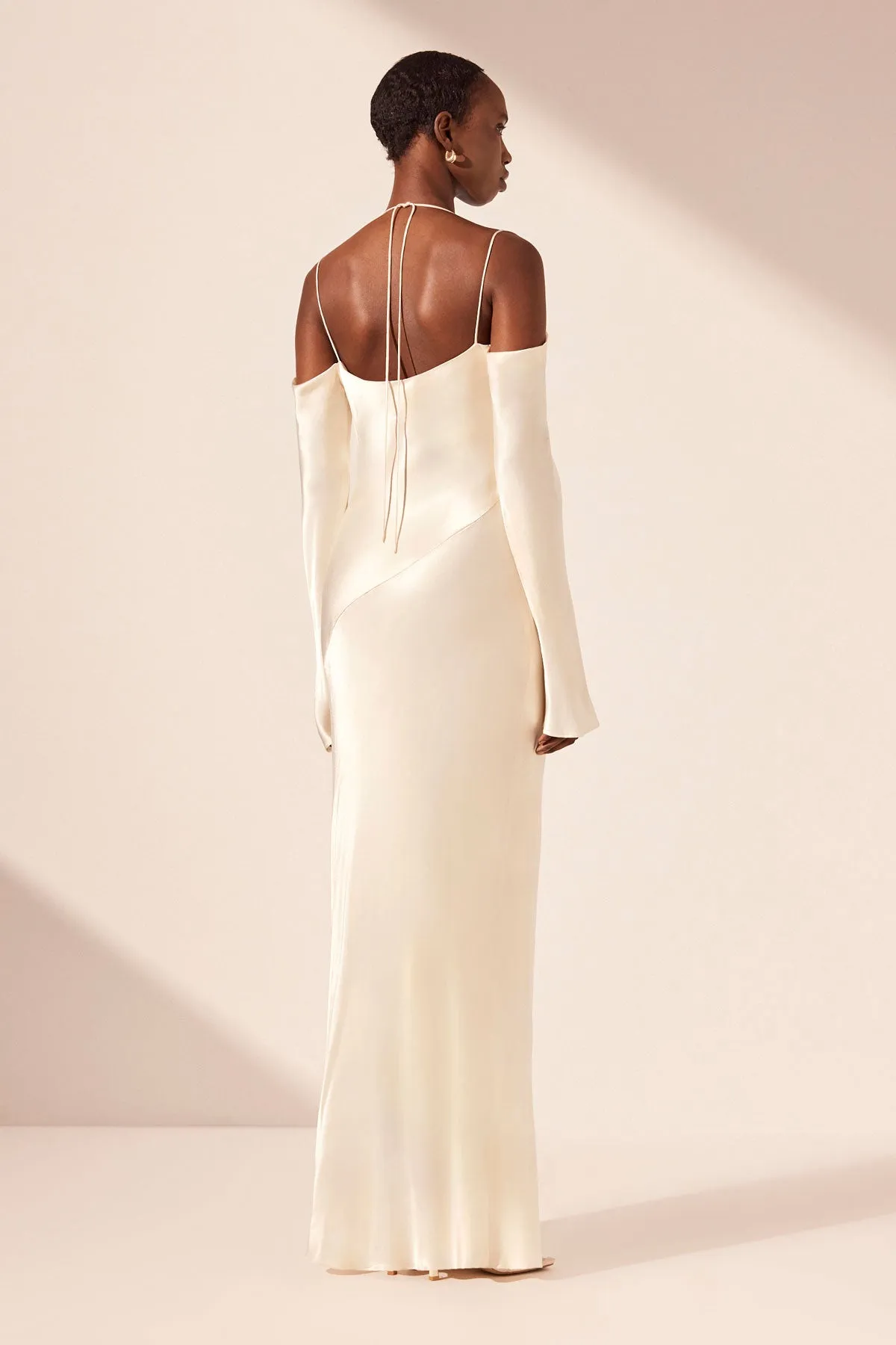 LA LUNE OFF SHOULDER TIE MAXI DRESS - CREAM sold by Shona Joy product image thumbnail 4