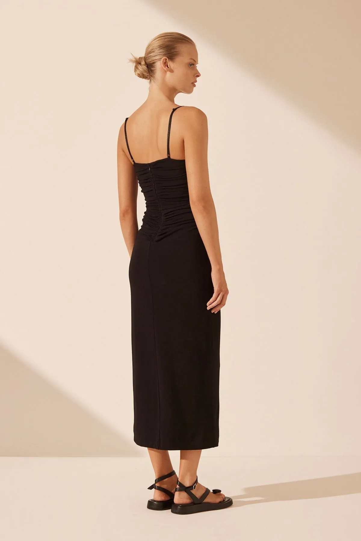 YVETTE LACE UP RUCHED MIDI DRESS sold by Shona Joy product image thumbnail 4