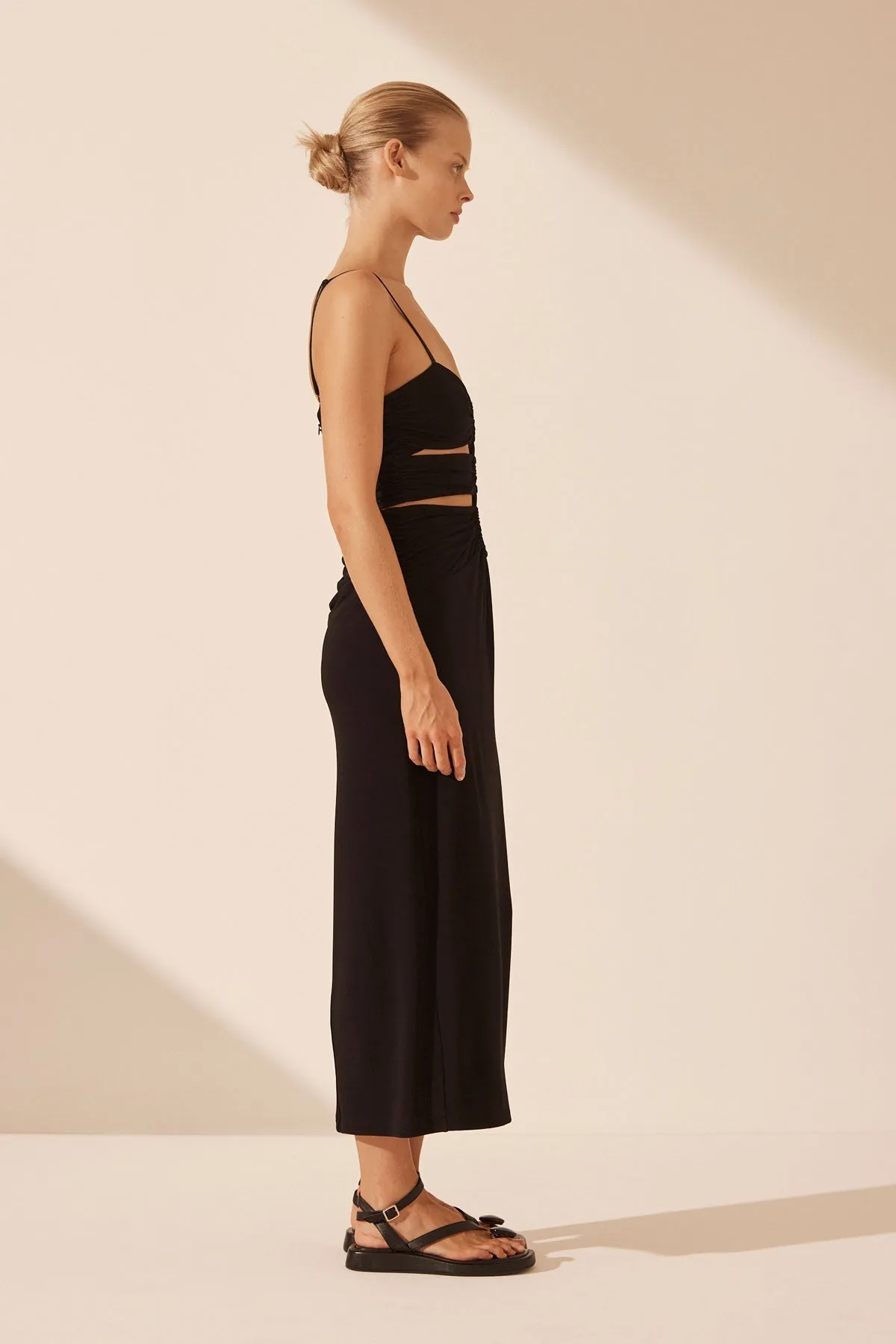 YVETTE LACE UP RUCHED MIDI DRESS sold by Shona Joy product image thumbnail 3