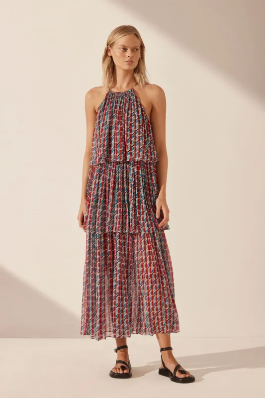 MARIBEL HALTER TIERED MIDI DRESS sold by Shona Joy