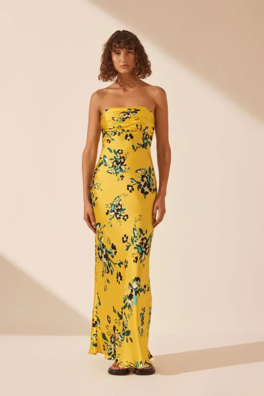 ROMILLY SILK RUCHED BODICE MAXI DRESS sold by Shona Joy