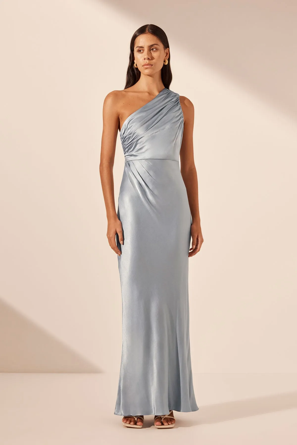 LA LUNE GATHERED ONE SHOULDER MAXI DRESS - POWDER BLUE sold by Shona Joy