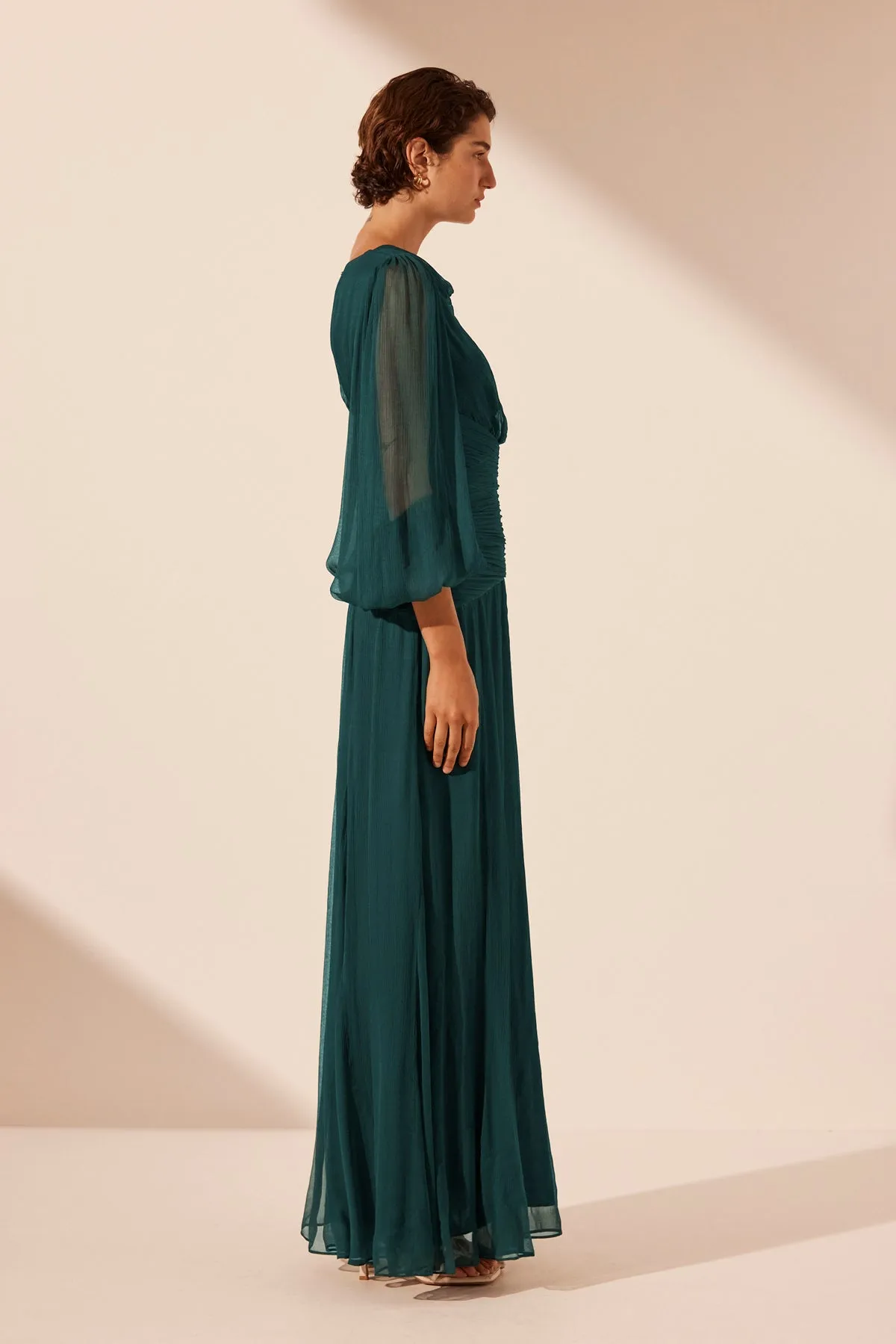 LAYLA PANELLED LONG SLEEVE MAXI DRESS - DARK TEAL sold by Shona Joy product image thumbnail 3