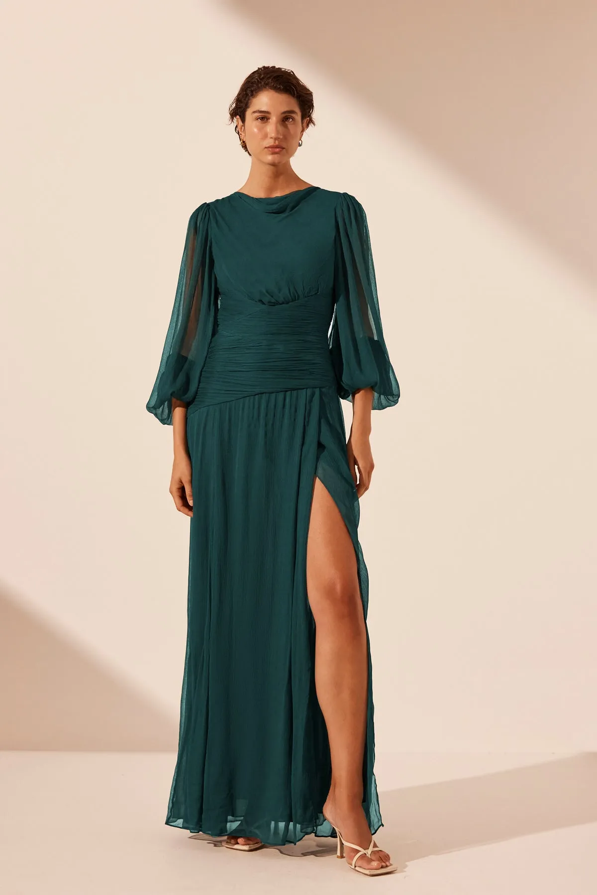 LAYLA PANELLED LONG SLEEVE MAXI DRESS - DARK TEAL sold by Shona Joy