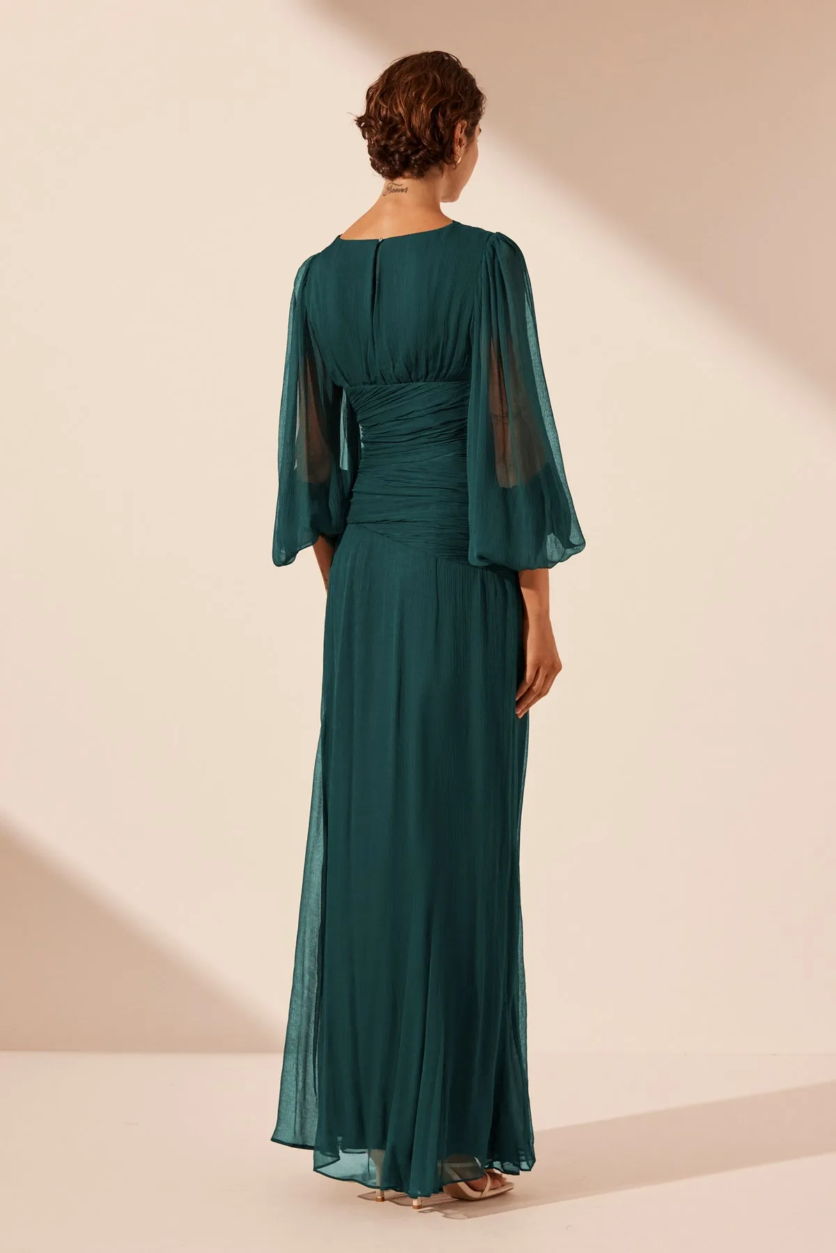 LAYLA PANELLED LONG SLEEVE MAXI DRESS - DARK TEAL sold by Shona Joy product image thumbnail 4