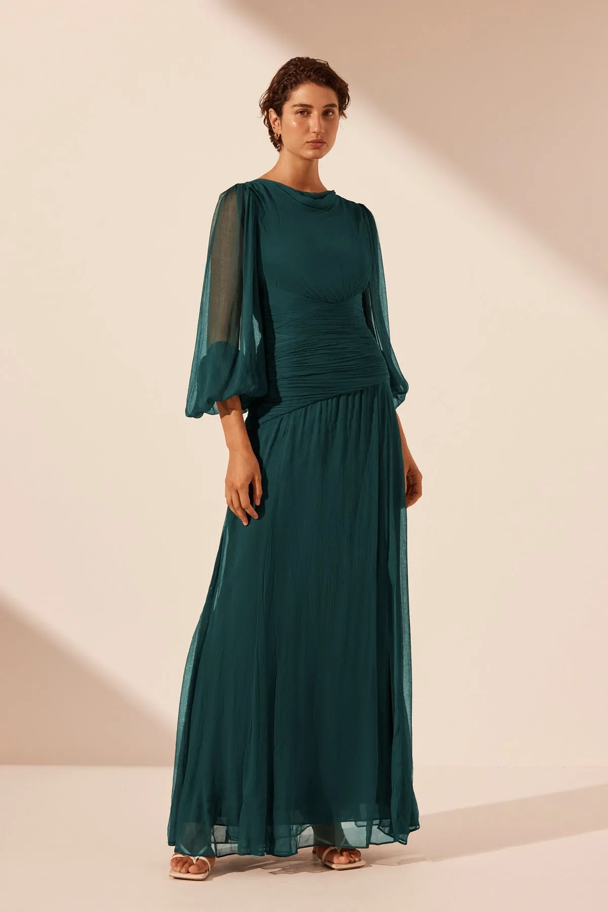 LAYLA PANELLED LONG SLEEVE MAXI DRESS - DARK TEAL sold by Shona Joy product image thumbnail 2