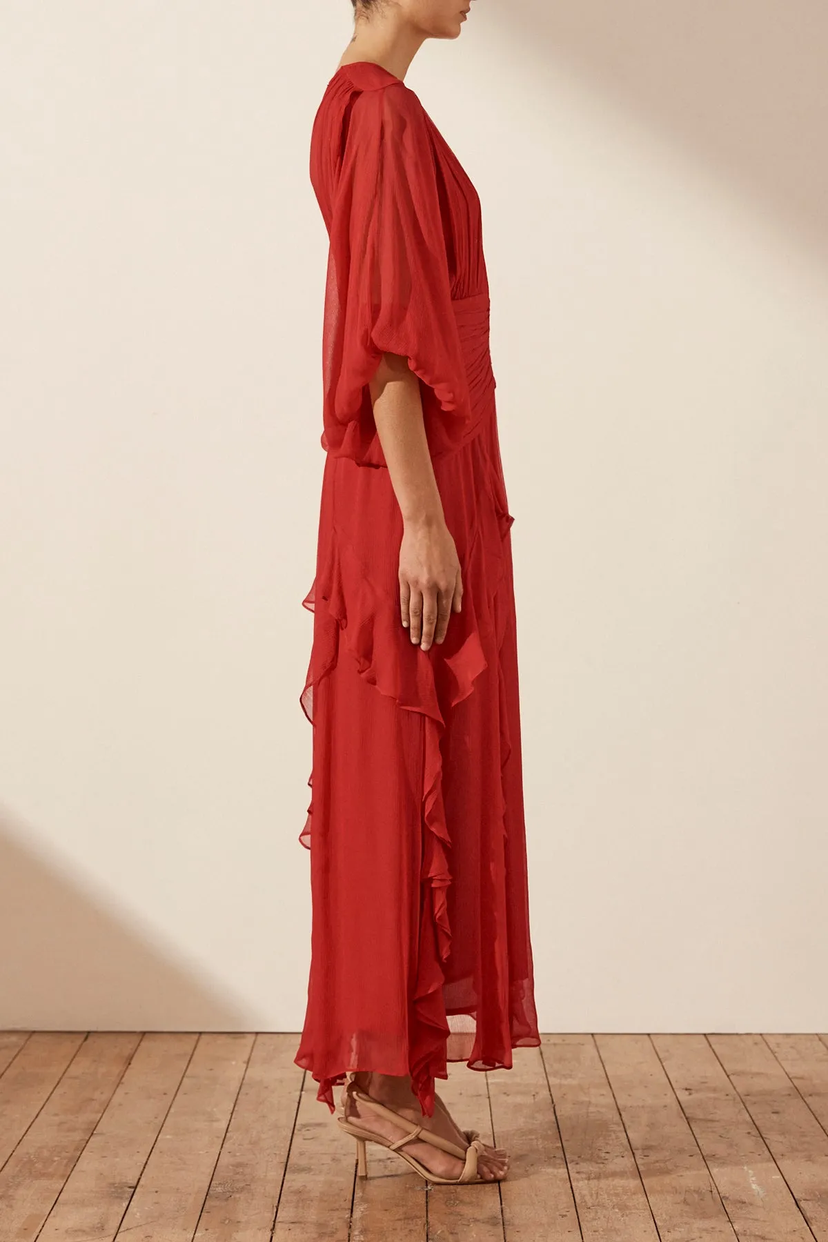 MARQUIS ROUND NECK BALLOON SLEEVE MAXI DRESS - ROMA RED sold by Shona Joy product image thumbnail 3