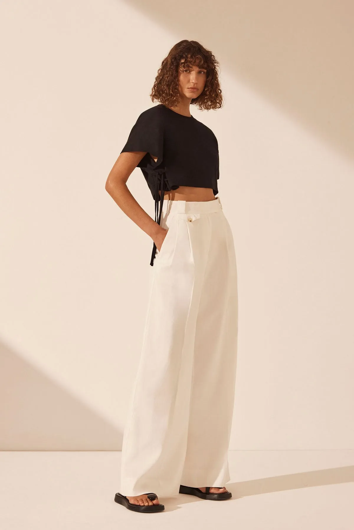 ALDA DOUBLE TIE BOXY T SHIRT - BLACK sold by Shona Joy product image thumbnail 3