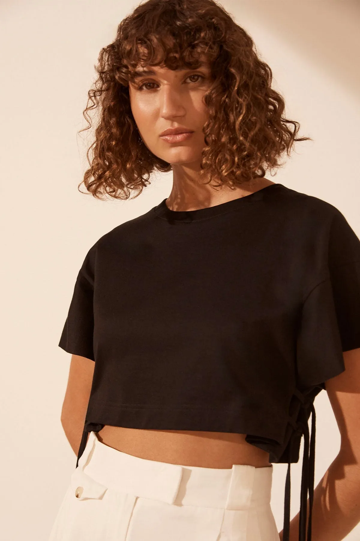ALDA DOUBLE TIE BOXY T SHIRT - BLACK sold by Shona Joy product image thumbnail 2