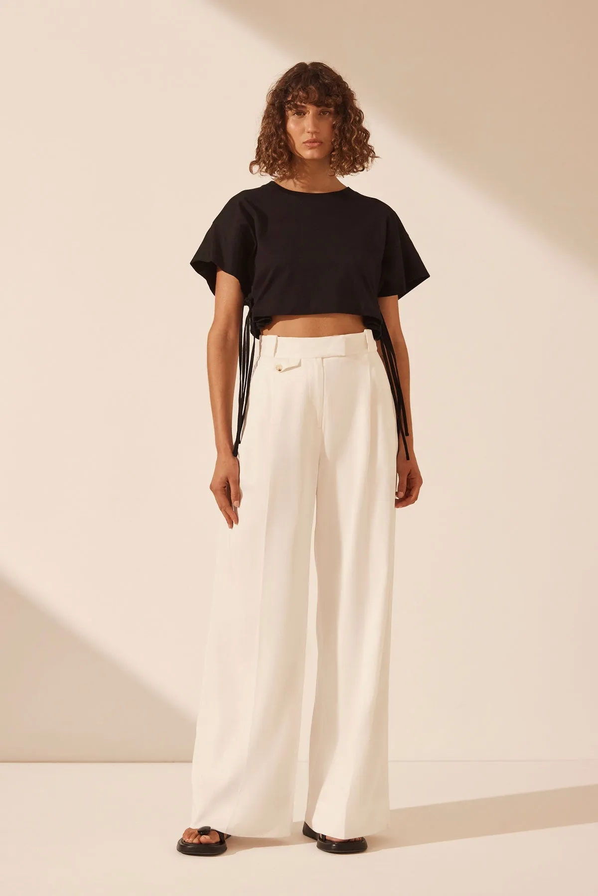 ALDA DOUBLE TIE BOXY T SHIRT - BLACK sold by Shona Joy