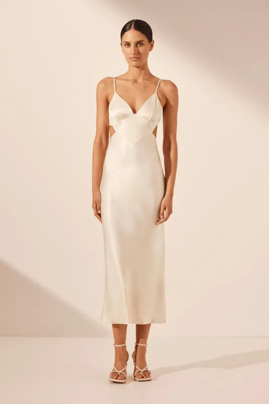 LA LUNE BACKLESS MIDI DRESS - CREAM sold by Shona Joy