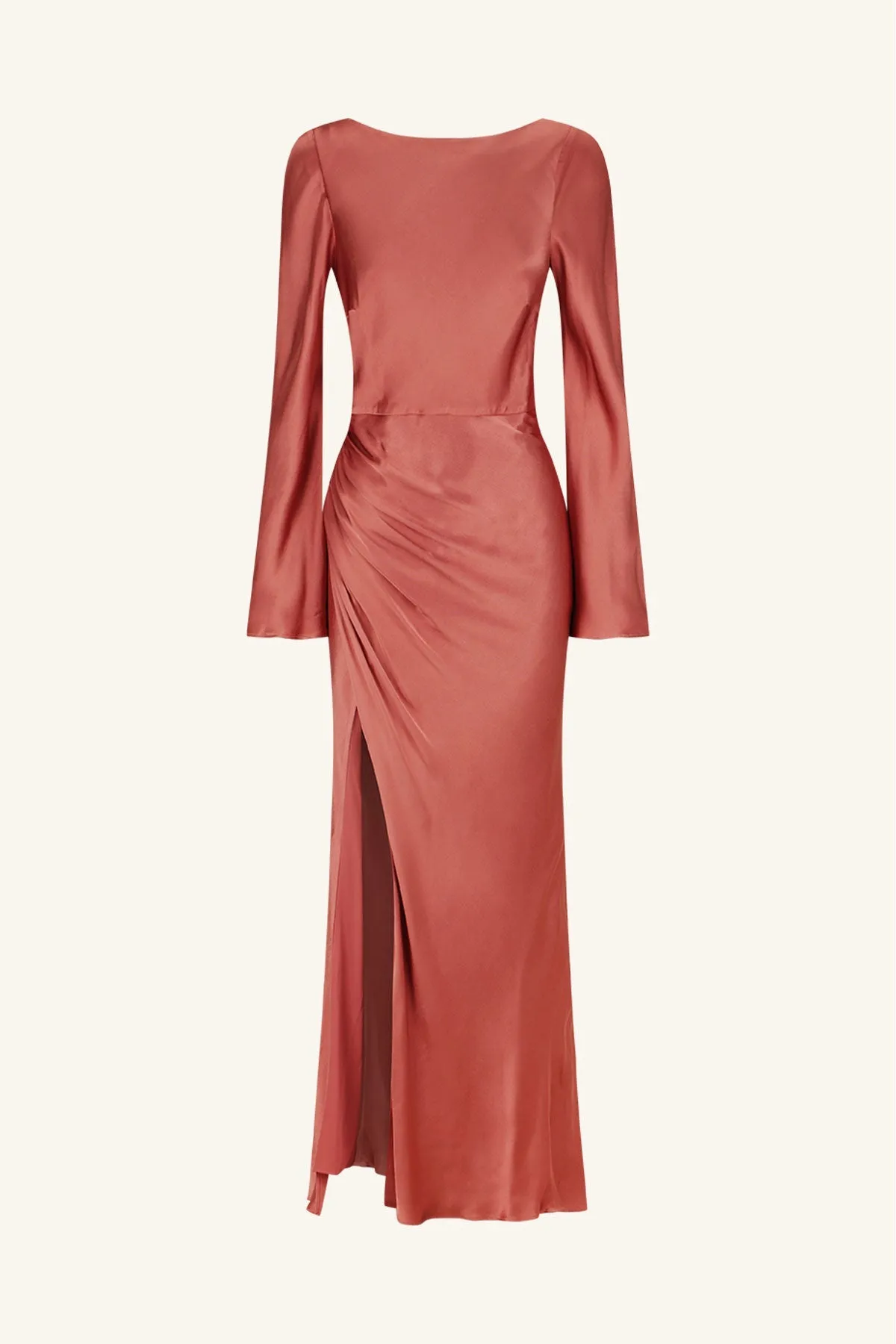 LA LUNE FLARED SLEEVE SIDE SPLIT MIDI DRESS - TERRACOTTA sold by Shona Joy product image thumbnail 5