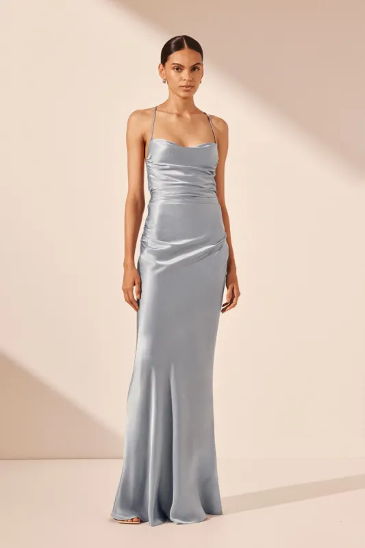 LA LUNE LACE BACK MAXI DRESS - POWDER BLUE sold by Shona Joy