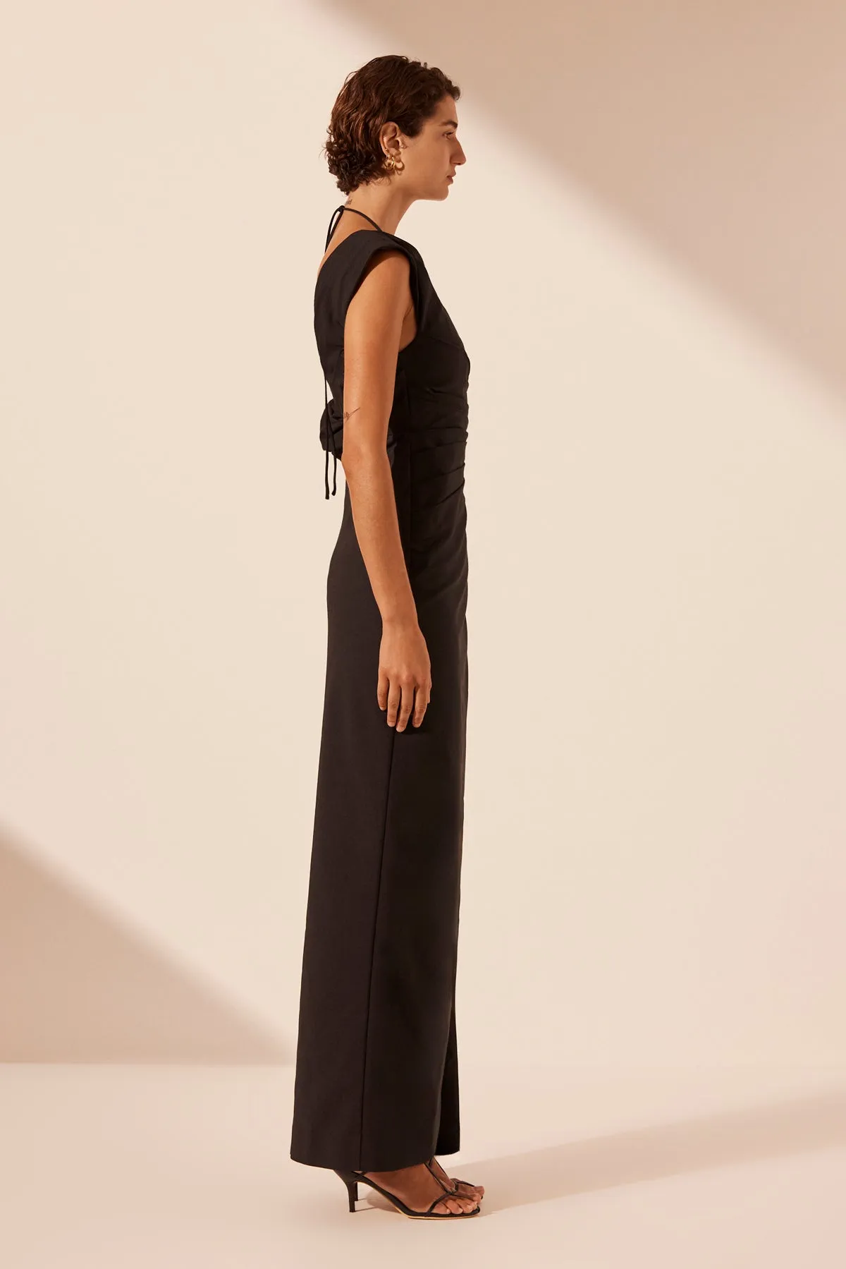 LANI ASYMMETRICAL DRAPED MAXI DRESS - BLACK sold by Shona Joy product image thumbnail 3