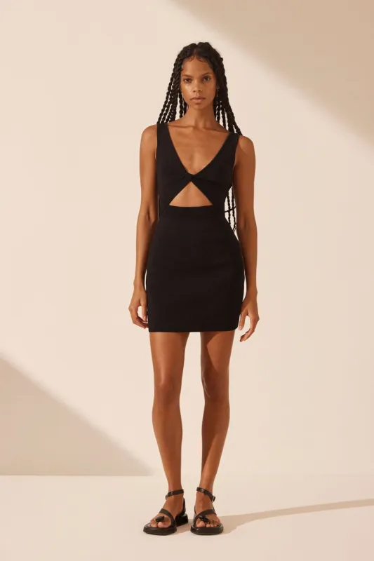 BASIC TWIST FRONT MINI DRESS - BLACK sold by Shona Joy