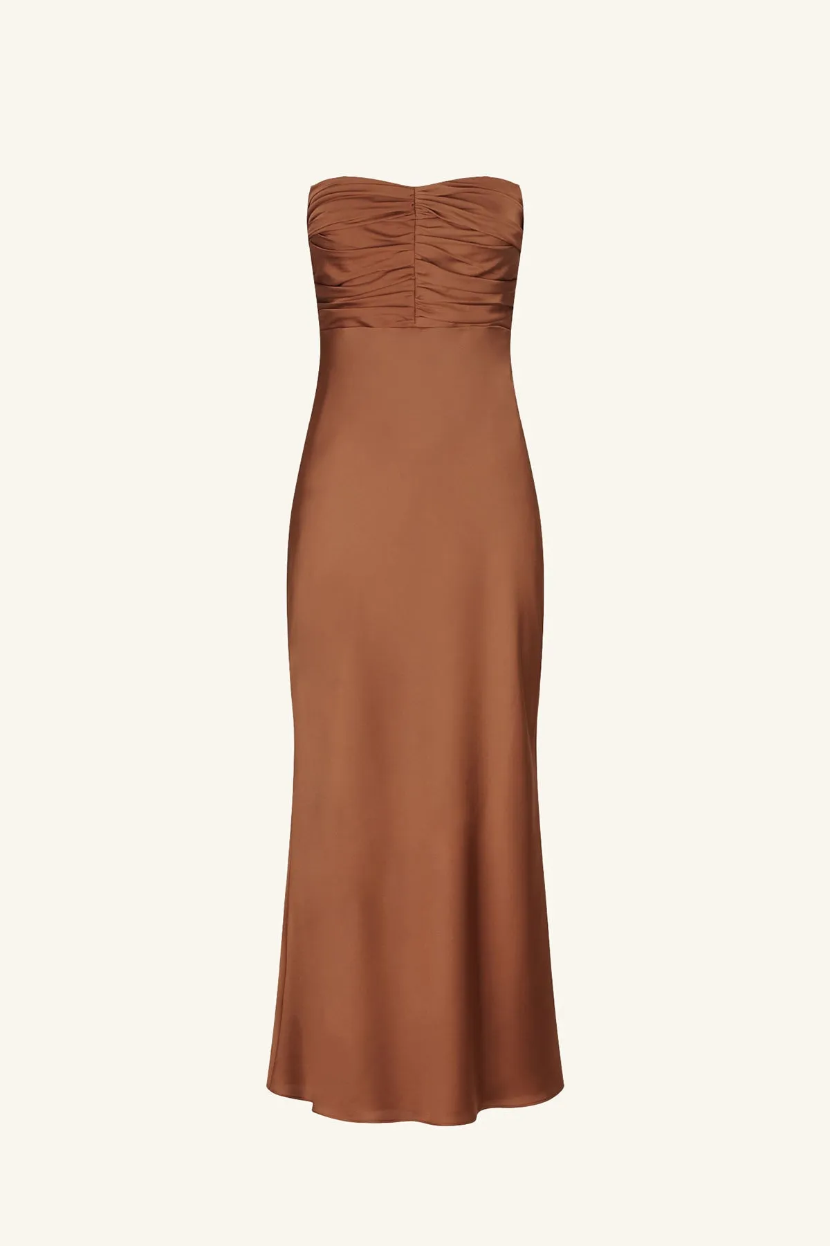 LUXE STRAPLESS RUCHED BODICE MIDI DRESS - MOCHA sold by Shona Joy product image thumbnail 5