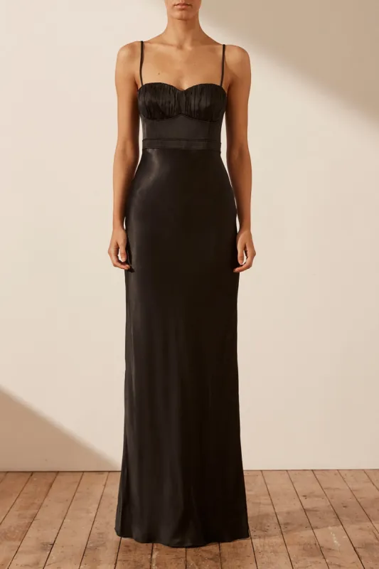 LA LUNE CORDED RUCHED MAXI DRESS - BLACK sold by Shona Joy
