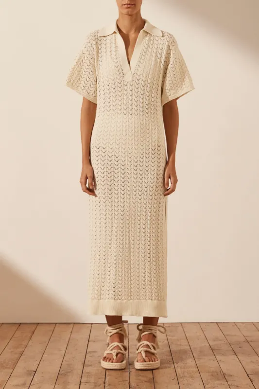 MIKALA CROCHET POLO MIDI DRESS - COCONUT sold by Shona Joy