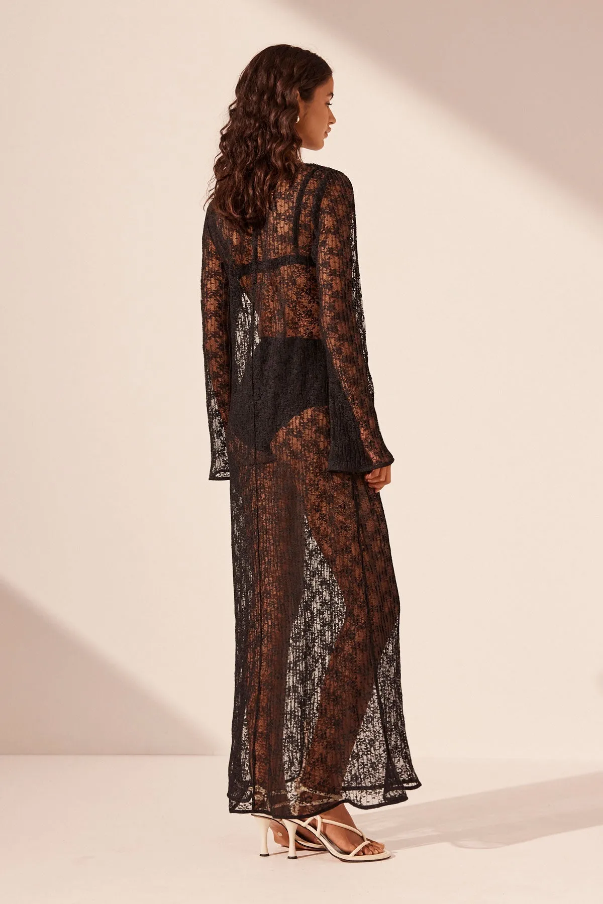 SOL LACE LONG SLEEVE MIDI DRESS - BLACK sold by Shona Joy product image thumbnail 5