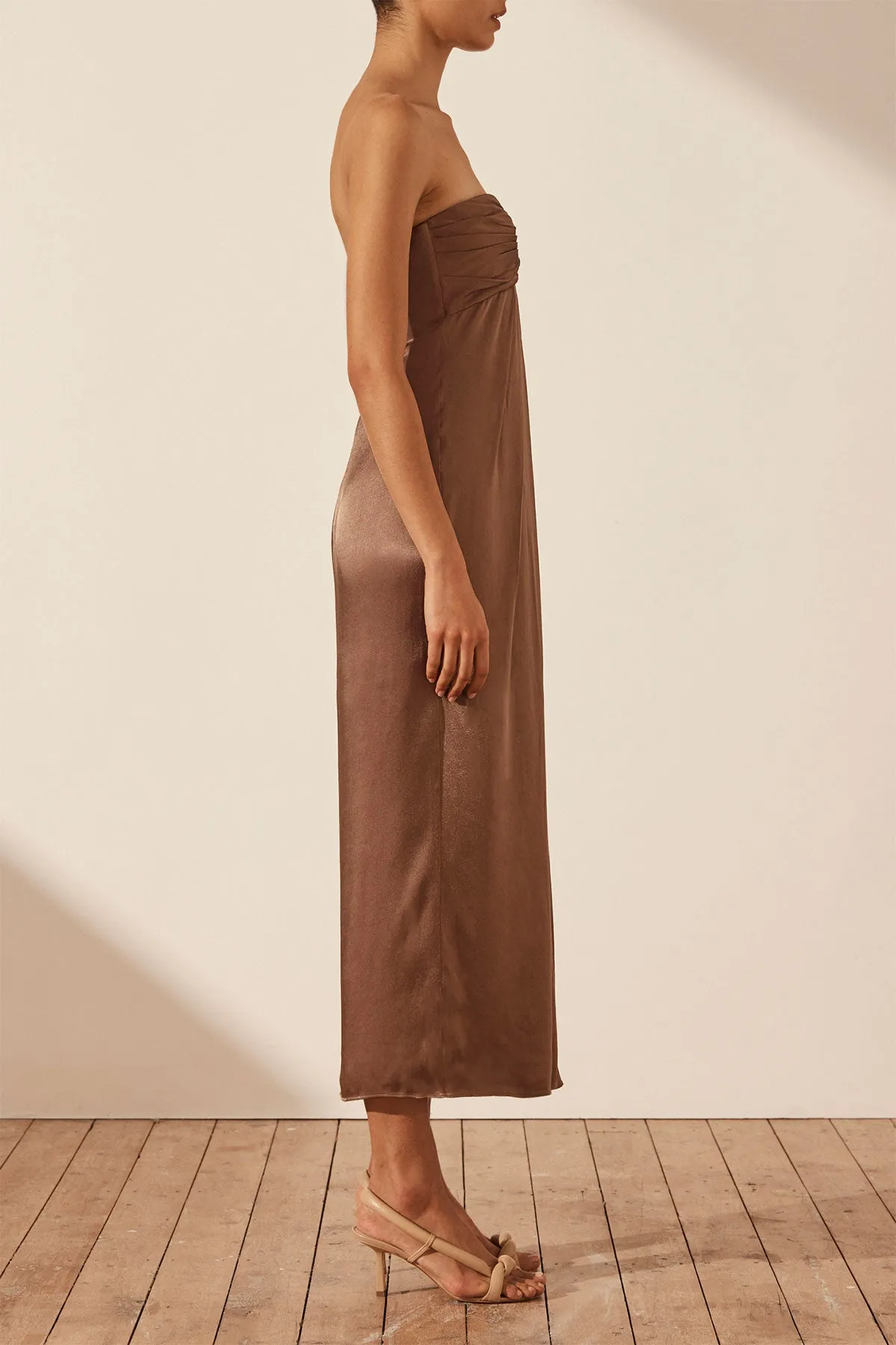 MILO STRAPLESS KNOT MIDI DRESS - CACAO sold by Shona Joy product image thumbnail 3