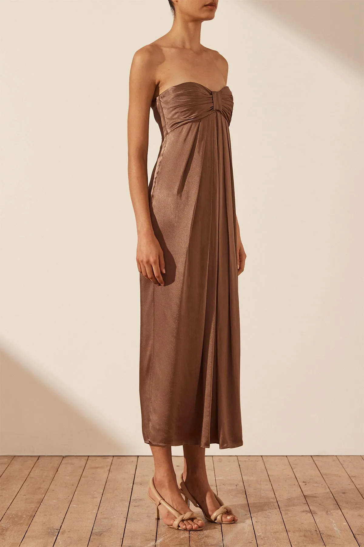 MILO STRAPLESS KNOT MIDI DRESS - CACAO sold by Shona Joy product image thumbnail 2