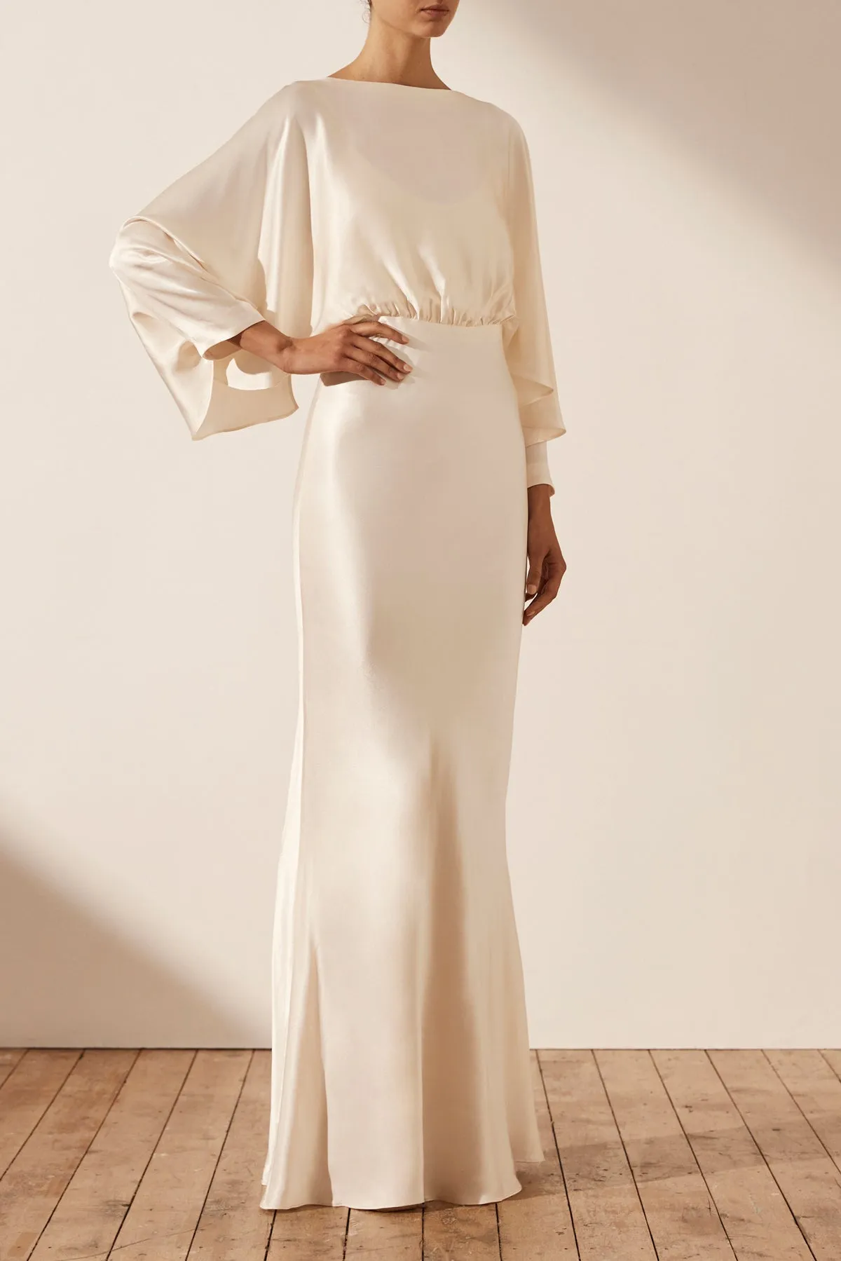 LA LUNE OPEN BACK CURVED SLEEVE MAXI DRESS - CREAM sold by Shona Joy product image thumbnail 2