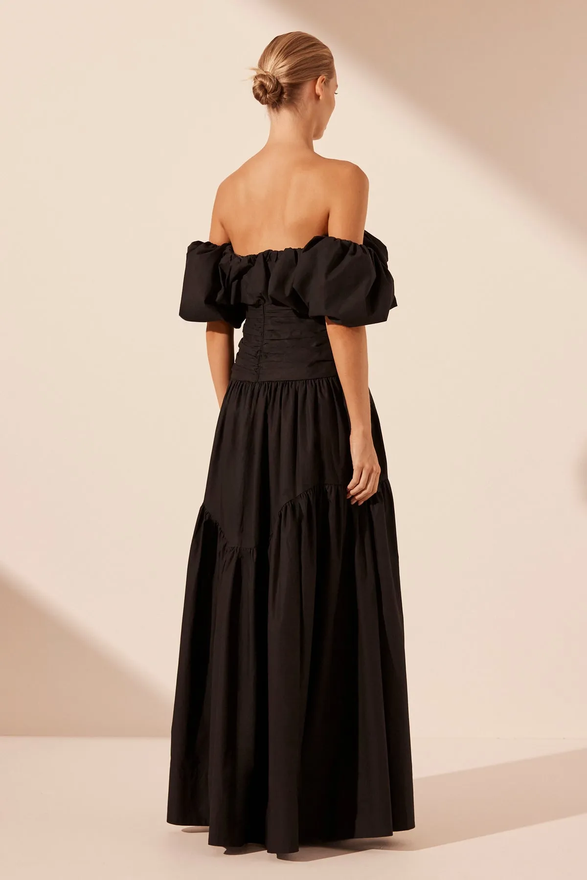 MAIORI OFF SHOULDER RUCHED BODICE MAXI DRESS - BLACK sold by Shona Joy product image thumbnail 5