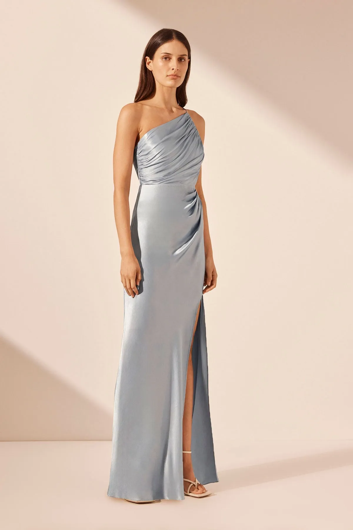 LA LUNE ASYMMETRICAL GATHERED MAXI DRESS - POWDER BLUE sold by Shona Joy product image thumbnail 2