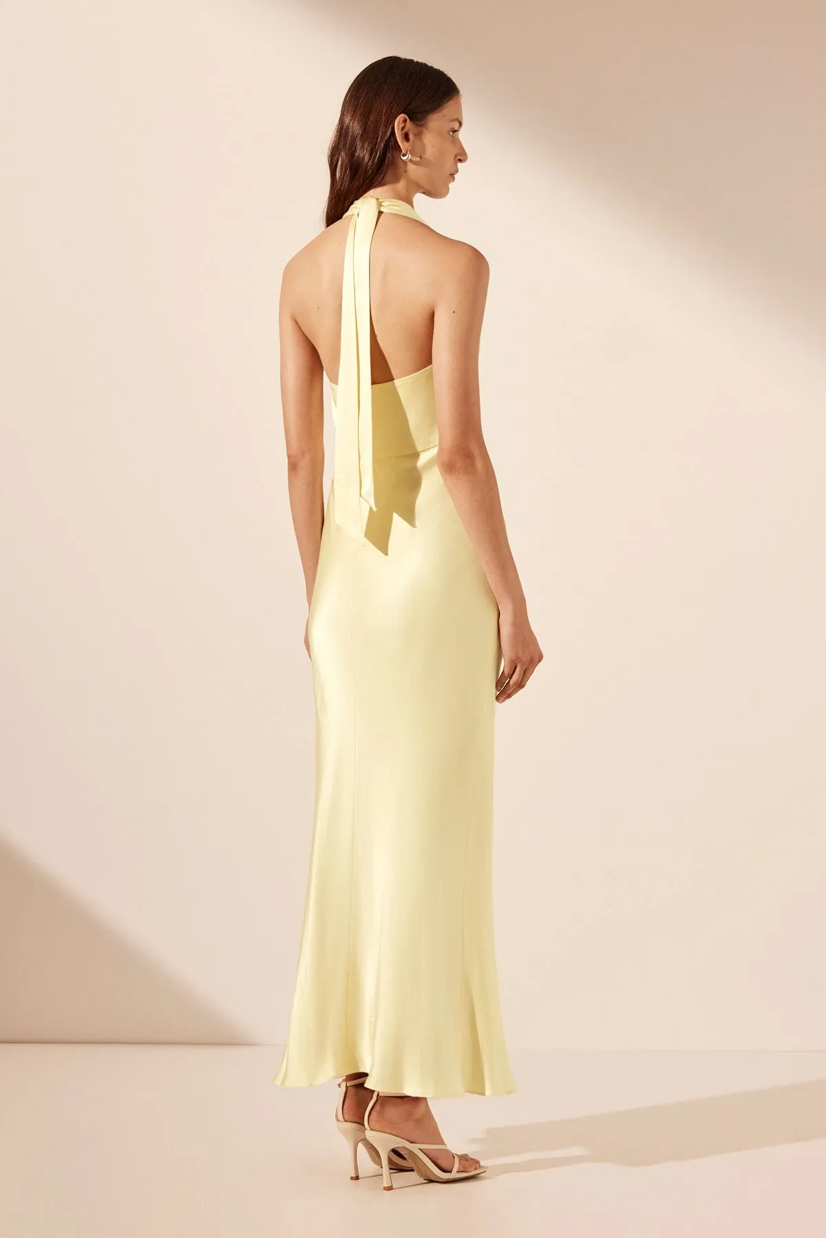 LA LUNE PLUNGED HALTER MIDI DRESS - LEMON sold by Shona Joy product image thumbnail 5