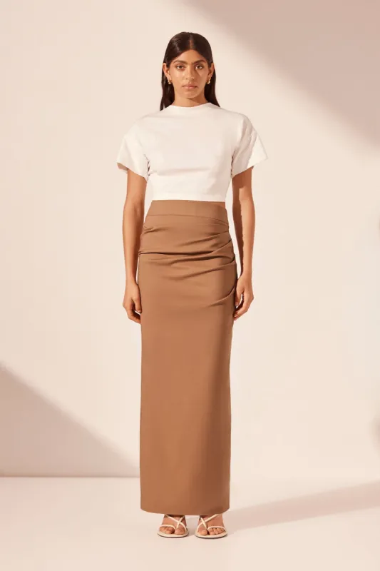 LANI DRAPED MAXI SKIRT - CINNAMON sold by Shona Joy