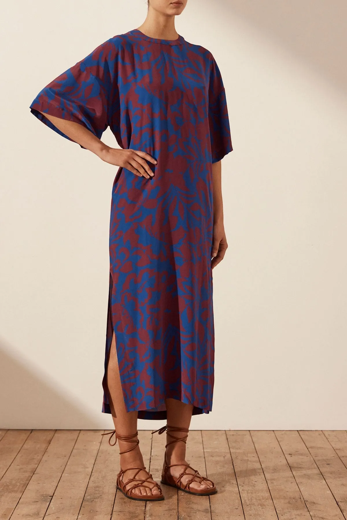 VIDA SILK OPEN BACK DROP SHOULDER MIDI DRESS sold by Shona Joy product image thumbnail 2