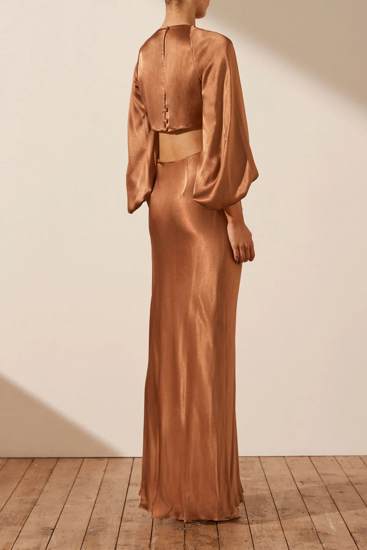 LA LUNE TWIST FRONT CUT OUT MAXI DRESS - ALMOND sold by Shona Joy product image thumbnail 4