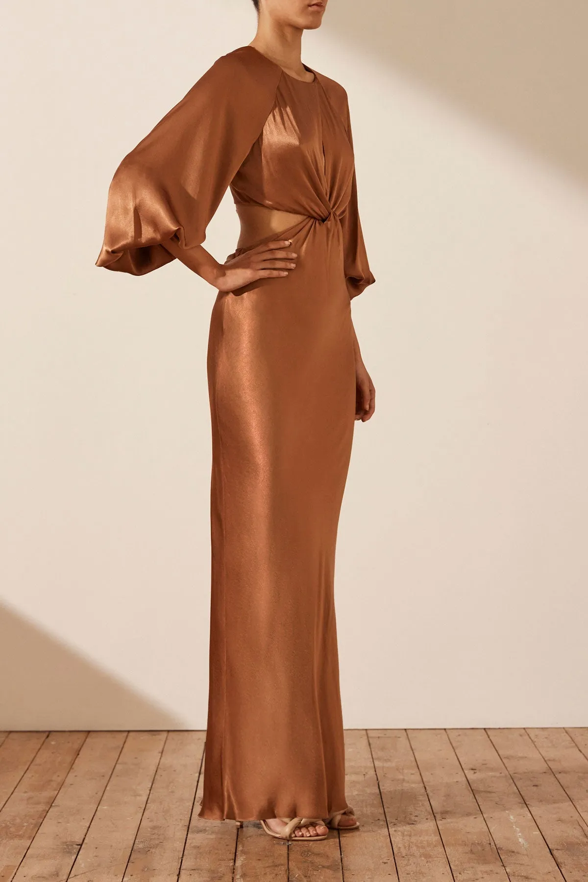 LA LUNE TWIST FRONT CUT OUT MAXI DRESS - ALMOND sold by Shona Joy product image thumbnail 2