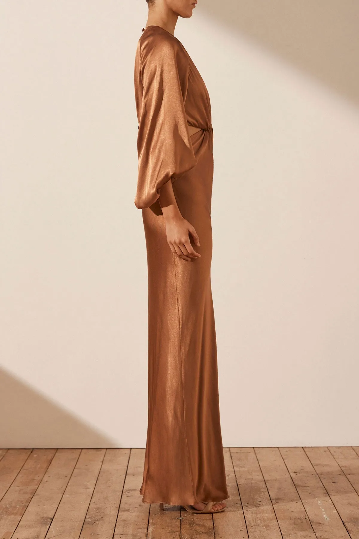 LA LUNE TWIST FRONT CUT OUT MAXI DRESS - ALMOND sold by Shona Joy product image thumbnail 3