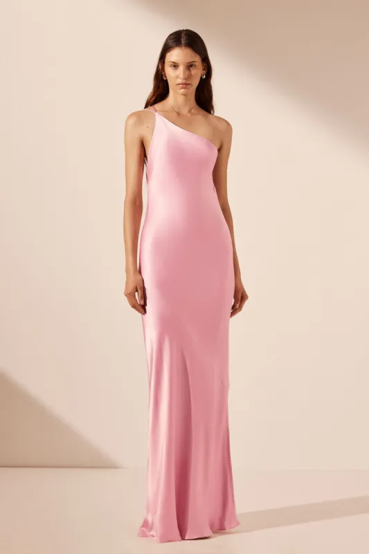 LA LUNE ONE SHOULDER COWL BACK MAXI DRESS - PEONY sold by Shona Joy