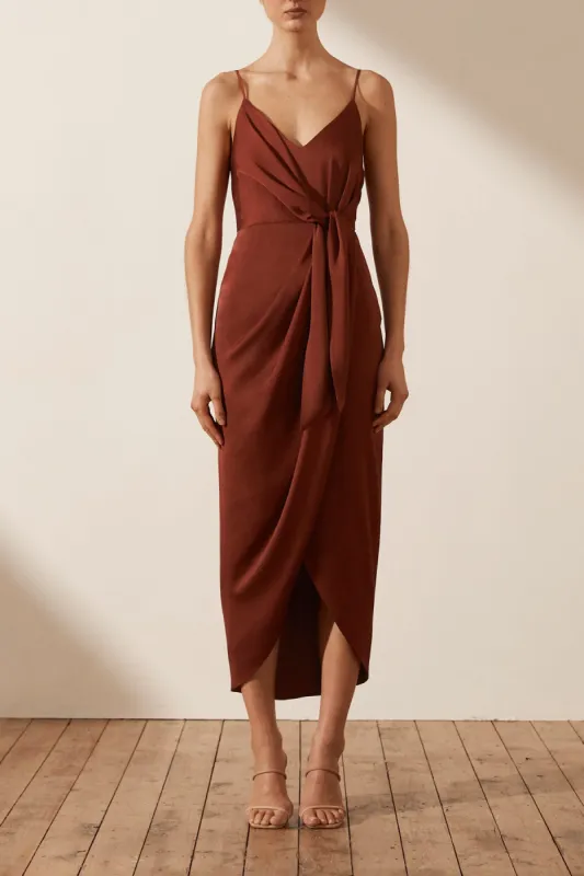 LUXE TIE FRONT COCKTAIL DRESS - SANGRIA sold by Shona Joy