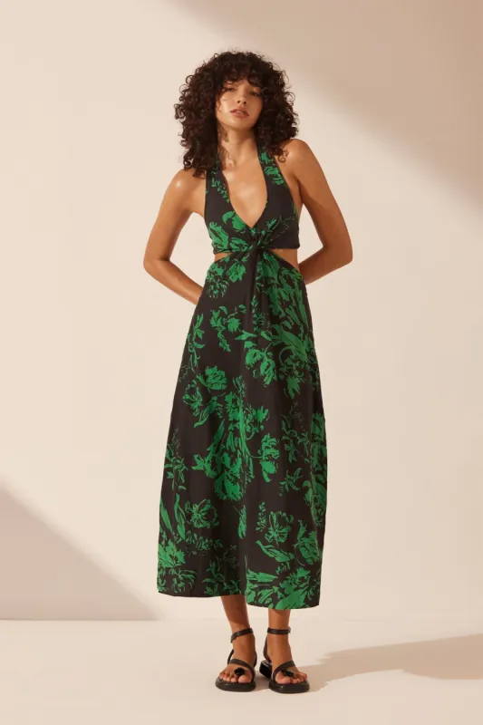 HIVA TWIST FRONT HALTER MIDI DRESS sold by Shona Joy