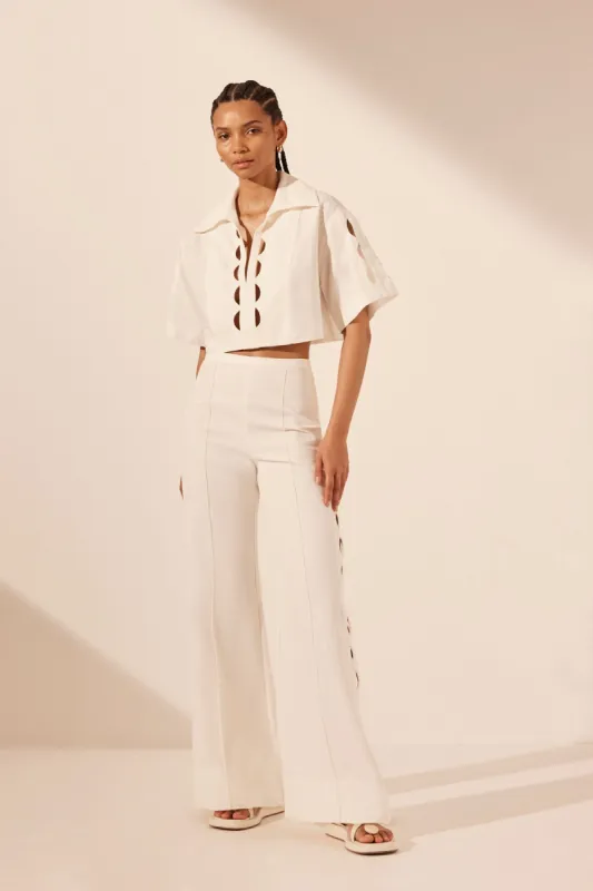 JULIETA SCALLOP CUT OUT SHORT SLEEVE SHIRT sold by Shona Joy