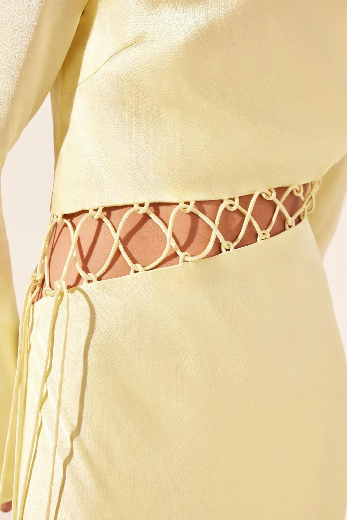 LYDIE ASYMMETRICAL LACE UP MAXI DRESS - LEMON sold by Shona Joy product image thumbnail 2