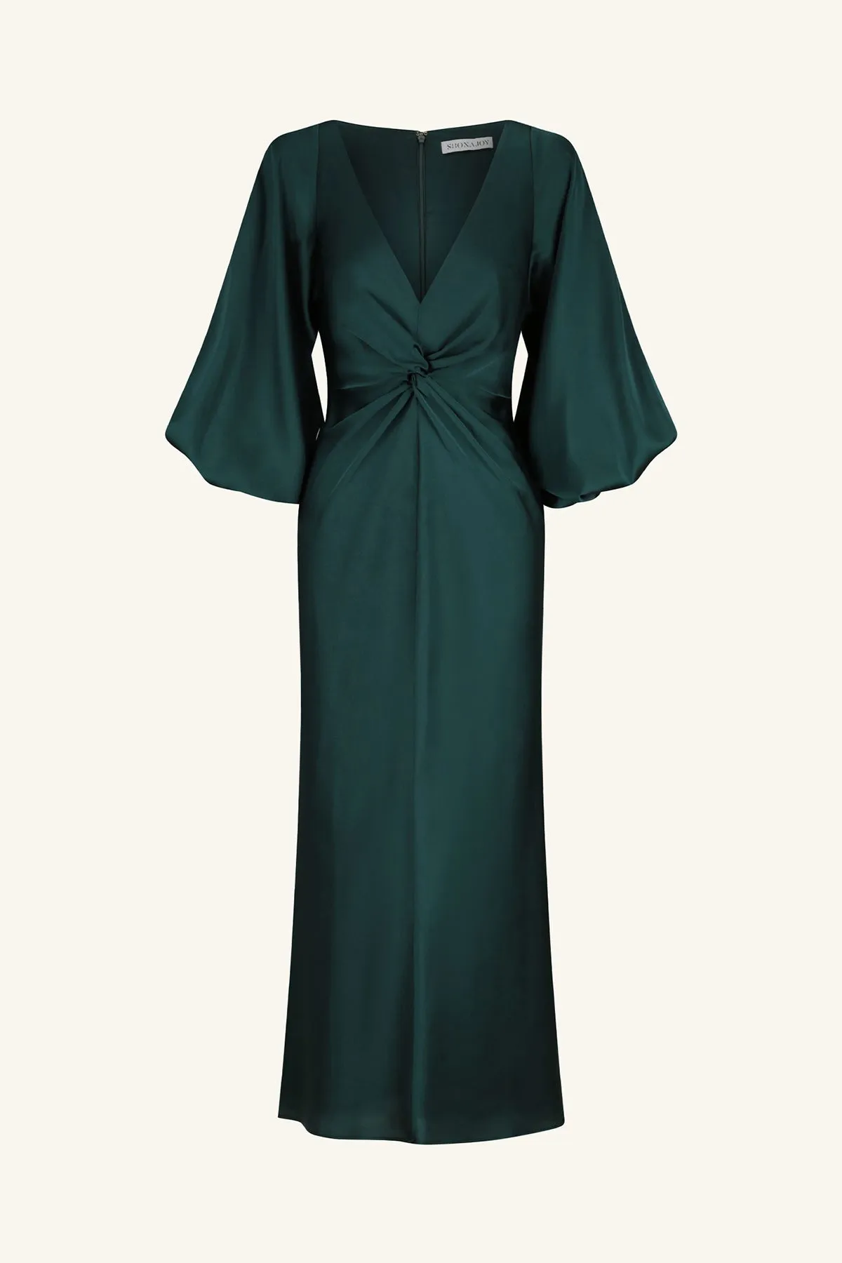 LUXE BALLOON SLEEVE KNOT FRONT MIDI DRESS - EMERALD sold by Shona Joy product image thumbnail 5
